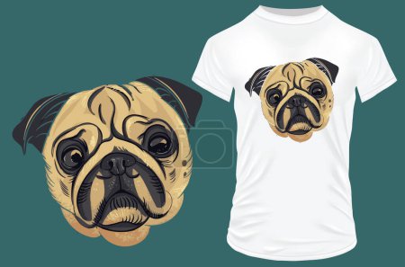 Ilustración de Diseño de camiseta de pug. ilustración vectorial. - Imagen libre de derechos