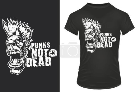 Téléchargez les illustrations : T - design imprimé chemise avec punks pas mort - en licence libre de droit