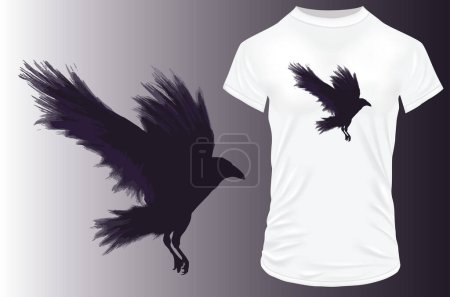 Illustration for Raven  on white shirt. - Royalty Free Image