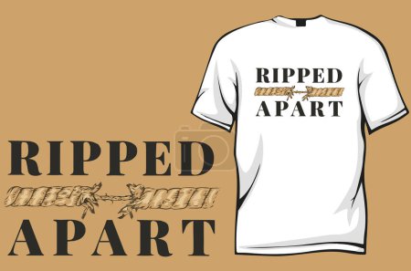Illustration for T - shirt design with  ripped apart text - Royalty Free Image