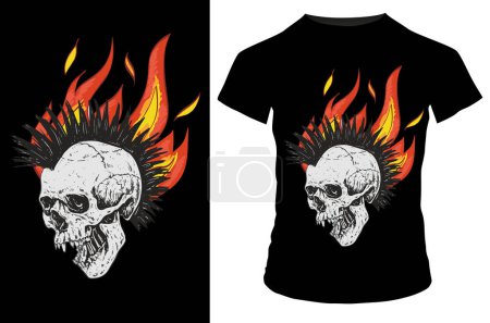 Illustration for T shirt skull design  vector - Royalty Free Image