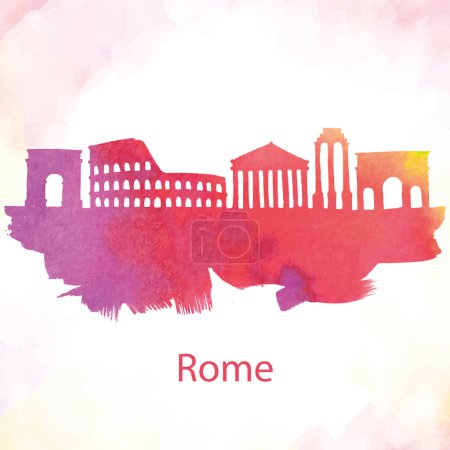 Téléchargez les illustrations : Rome City, Italie. aquarelle peinture - en licence libre de droit