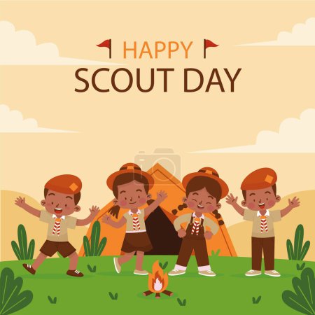 Illustration for SCOUT Day card. vector illustration. - Royalty Free Image