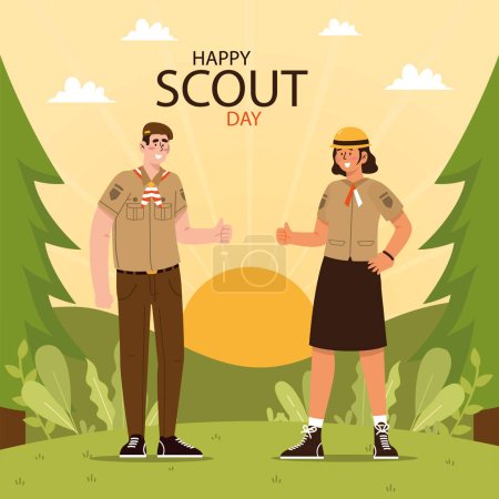 Illustration for SCOUT Day card. vector illustration. - Royalty Free Image