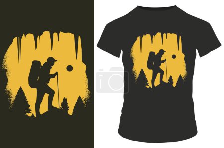 Ilustración de Vector t - camiseta de diseño excursionista de montaña - Imagen libre de derechos