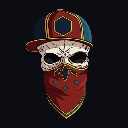 Ilustración de Cráneo con máscara de bandana - Imagen libre de derechos