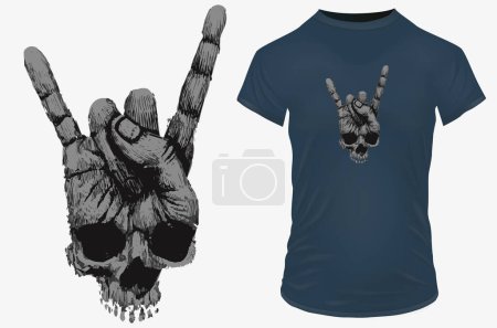 Illustration for T - shirt skull rock vector - Royalty Free Image