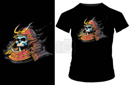 Illustration for Skull warrior t shirt design illustration - Royalty Free Image