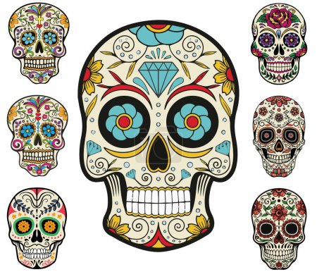 Illustration for Vector set of mexican skull - Royalty Free Image
