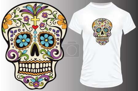 Illustration for Skull t-shirt  design, vector - Royalty Free Image