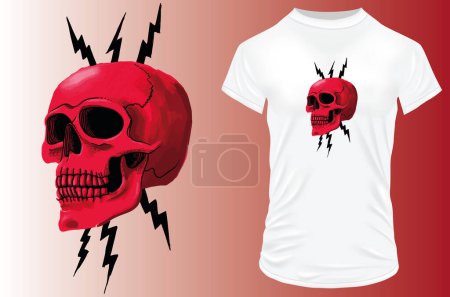 Téléchargez les illustrations : Modèle de t-shirt crâne design - en licence libre de droit