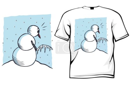 Téléchargez les illustrations : Bonhomme de neige pipi t - conception de chemise - en licence libre de droit