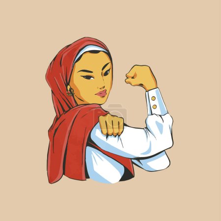Téléchargez les illustrations : Forte femme musulmane vecteur - en licence libre de droit