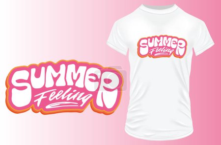 Illustration for Summer feeling  t - shirt design template - Royalty Free Image
