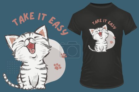 Téléchargez les illustrations : Du calme, chat. typographie t - design de chemise - en licence libre de droit
