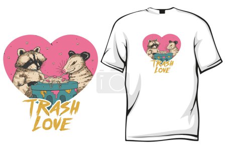 Téléchargez les illustrations : T - conception de chemise illustration conception de l'amour poubelle - en licence libre de droit