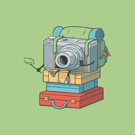 Illustration for Camera and suitcases vector - Royalty Free Image