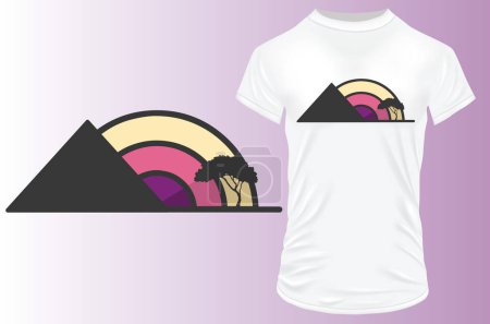 Illustration for Vector illustration, t shirt and design   triangle sunset - Royalty Free Image