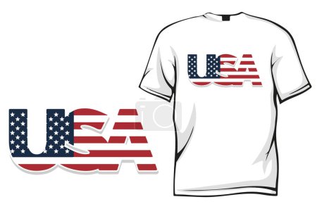 Illustration for American flag on white background  usa t-shirt design - Royalty Free Image