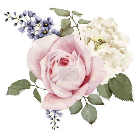 Ilustración de Ramo de acuarela con flores - Imagen libre de derechos