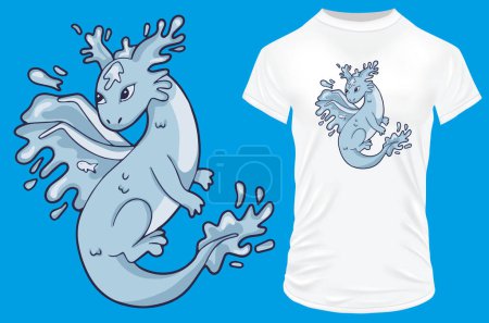 Ilustración de T - diseño de la camisa con dragón, vector, ilustración de color - Imagen libre de derechos