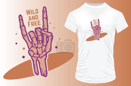 Illustration for Wild free print for t shirt - Royalty Free Image