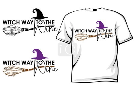 Téléchargez les illustrations : Chemin de sorcière à la conception de t-shirt de vin - en licence libre de droit