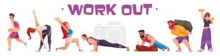 Illustration for Vector illustration of group of people doing fitness - Royalty Free Image