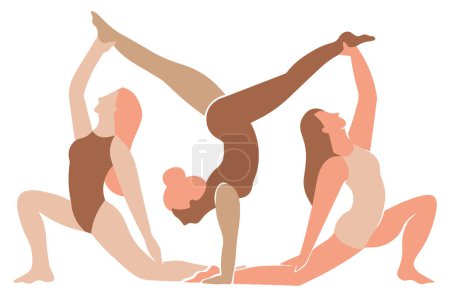 Téléchargez les illustrations : Des femmes de yoga. illustration vectorielle - en licence libre de droit