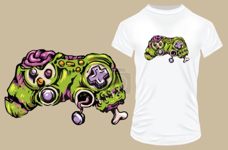 Téléchargez les illustrations : Vecteur zombie joystick t - conception de chemise. - en licence libre de droit