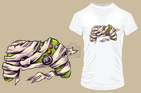 Illustration for Vector zombie  joystick t - shirt design. - Royalty Free Image