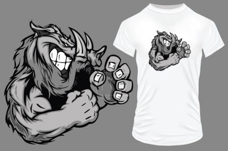 Téléchargez les illustrations : T - conception de chemise avec bulldog en colère - en licence libre de droit