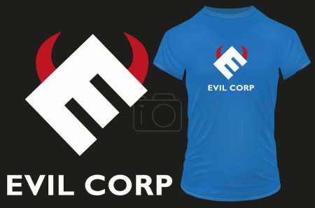 Téléchargez les illustrations : Evil corp t - modèle de conception de chemise, vecteur, illustration - en licence libre de droit
