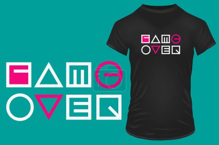 Illustration for T shirt design with game over - Royalty Free Image