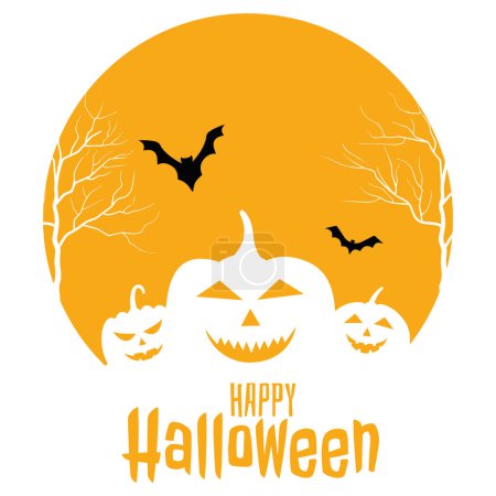 Ilustración de Feliz tarjeta de felicitación de Halloween. Ilustración vectorial - Imagen libre de derechos