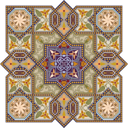 Ilustración de Azulejo mosaico cuadrado patrón colorido - Imagen libre de derechos