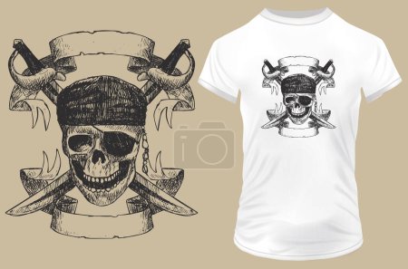 Illustration for T - shirt with pirate - Royalty Free Image