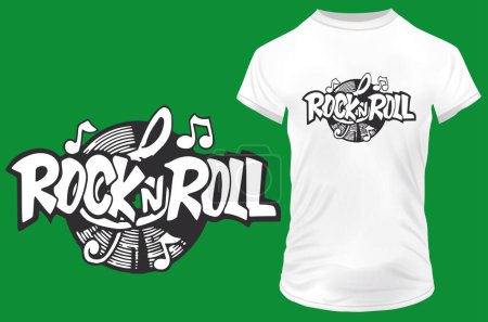 Illustration for Vector t-shirt design  rock 'n' roll - Royalty Free Image