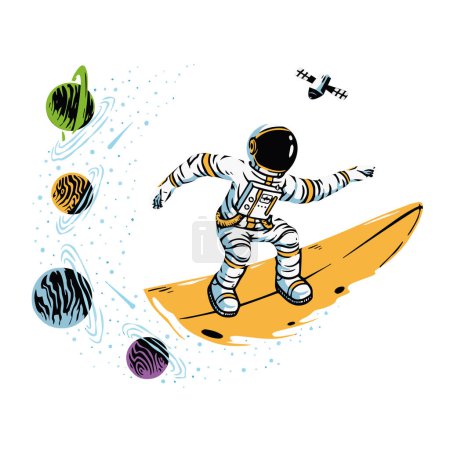 Illustration for Astronaut on the board vector - Royalty Free Image
