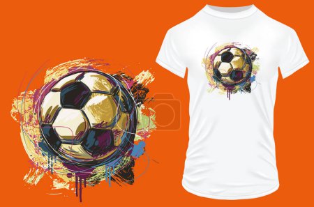 Illustration for Football soccer ball t-shirt design - Royalty Free Image