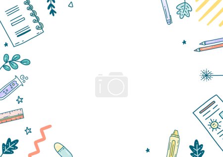 Illustration for Empty school design template for Art School, studio, course, class, education. Back to school. Modern design vector illustration concept for website and social media cover and banner. Cartoon style. - Royalty Free Image