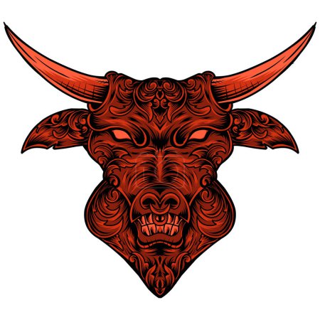 Ilustración de Baphomet devil skull in red sketch. Vector illustration for t-shirt, hoodie, website, print, application, logo, clip art, poster and print on demand merchandise. - Imagen libre de derechos