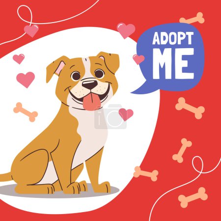 Ilustración de Happy International Dog Day, 26th August. Greeting card vector design. Cute dog in vintage cartoon style. Vector illustration. - Imagen libre de derechos