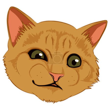 Illustration for Cute smiling cool cat face. Funny Vector illustration for t-shirt, hoodie, website, print, application, logo, clip art, poster and print on demand merchandise. - Royalty Free Image