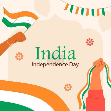Ilustración de Happy independence day India Vector Template Design. 15th August background. Vector illustration design. - Imagen libre de derechos