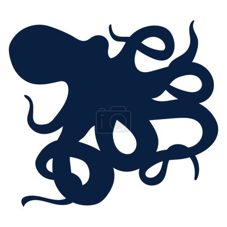 Illustration for Octopus logo. Isolated silhouette octopus on white background - Royalty Free Image