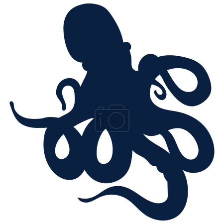 Téléchargez les illustrations : Octopus logo. Isolated silhouette octopus on white background - en licence libre de droit