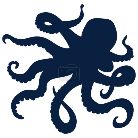 Téléchargez les illustrations : Octopus logo. Isolated silhouette octopus on white background - en licence libre de droit