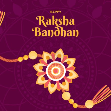 Illustration for Happy Raksha Bandhan Typographic Design Template. Rakhi festival greeting card. Indian brother and sister festival. Vector illustration. - Royalty Free Image