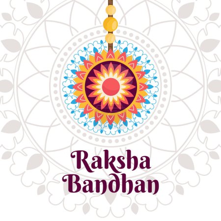Ilustración de Happy Raksha Bandhan Typographic Design Template. Rakhi festival greeting card. Indian brother and sister festival. Vector illustration. - Imagen libre de derechos